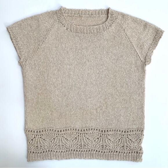 NWT Handknit Tee with Intricate Lace Panel Women's Small Cotton/Alpaca Blend - Picture 2 of 6